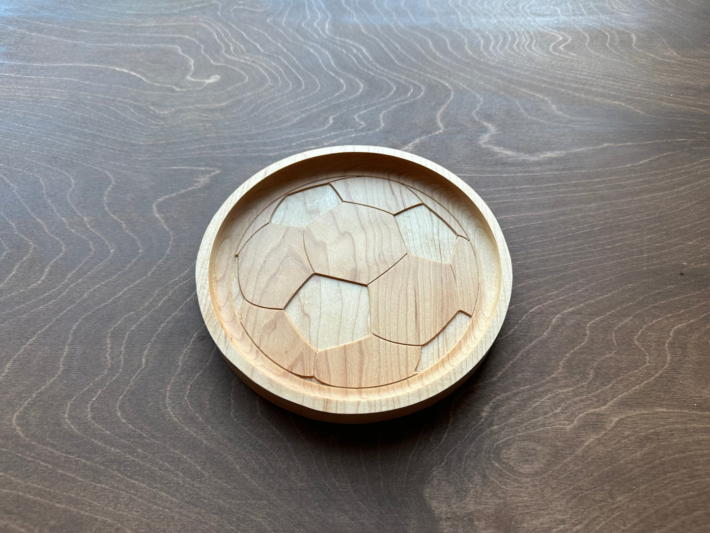 Soccer Ball/Football Shape Hardwood Catchall Tray | Trivet | Personalized | Serving Tray | Charcuterie Board | Maple | Cherry | Walnut