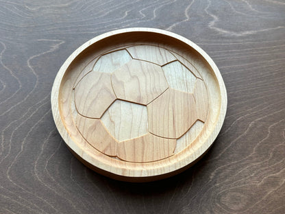 Soccer Ball/Football Shape Hardwood Catchall Tray | Personalized | Serving Tray | Maple | Cherry | Walnut