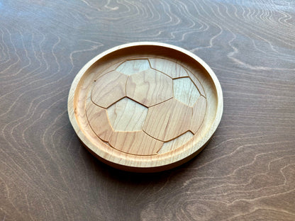 Soccer Ball/Football Shape Hardwood Catchall Tray | Personalized | Serving Tray | Maple | Cherry | Walnut