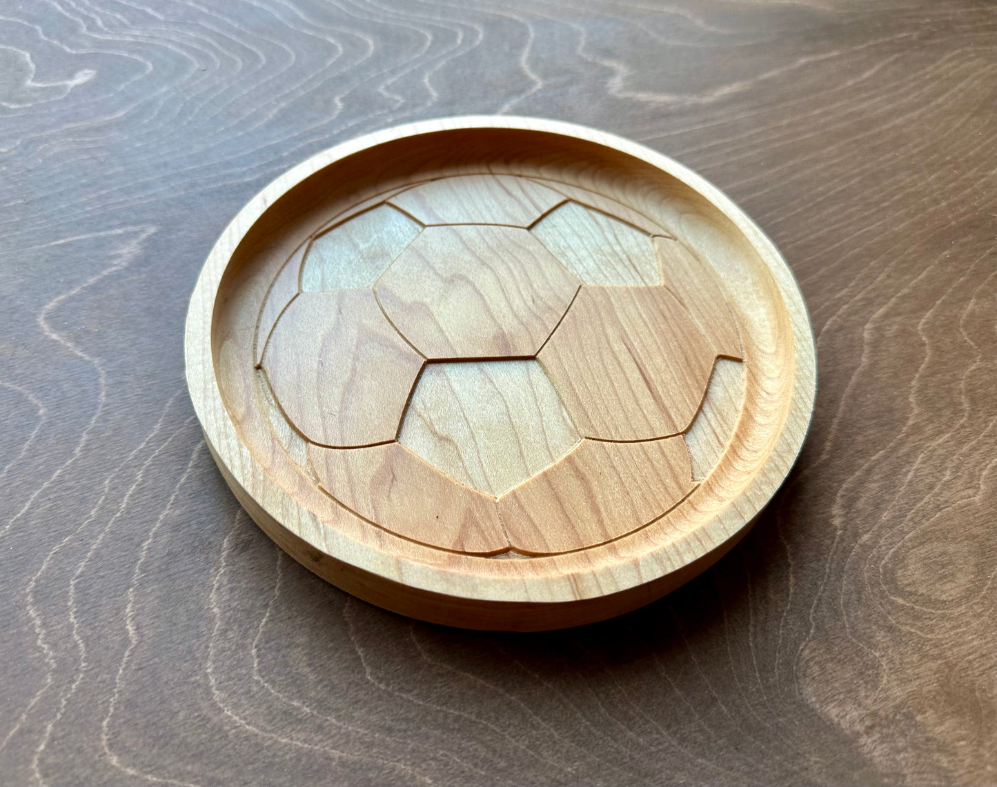 Soccer Ball/Football Shape Hardwood Catchall Tray | Trivet | Personalized | Serving Tray | Charcuterie Board | Maple | Cherry | Walnut