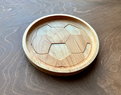 Soccer Ball/Football Shape Hardwood Catchall Tray | Personalized | Serving Tray | Maple | Cherry | Walnut
