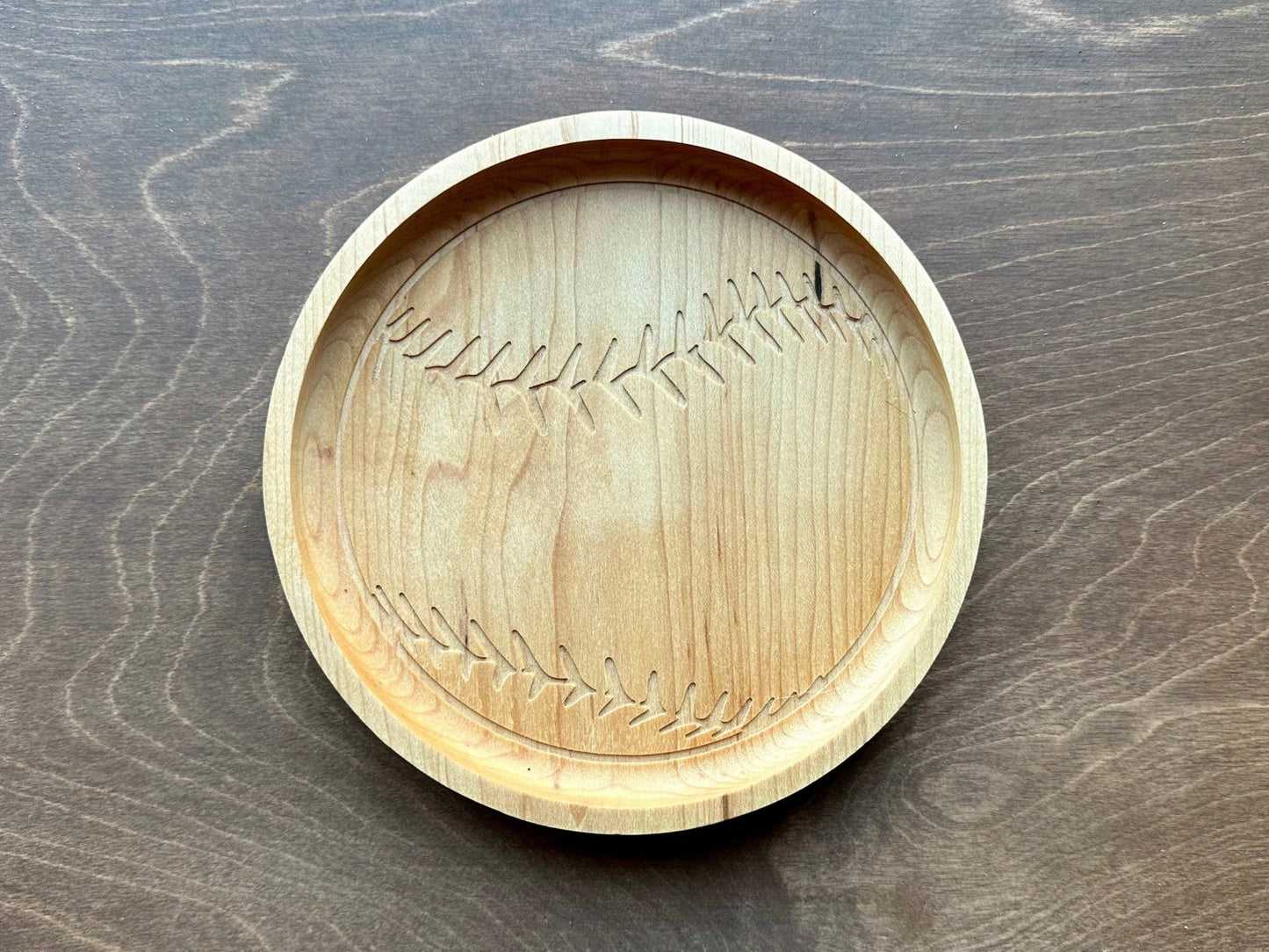 Baseball Shape Hardwood Catchall Tray | Trivet | Personalized | Serving Tray | Charcuterie Board | Custom | Maple | Cherry | Walnut |