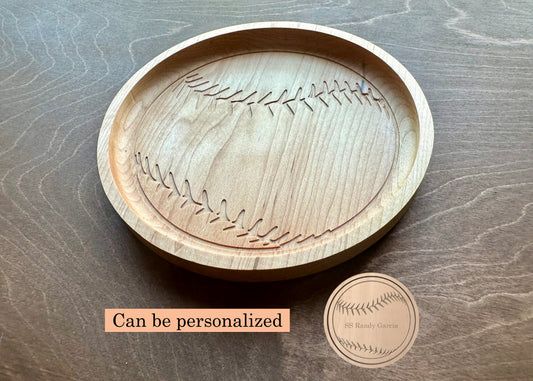 Baseball Shape Hardwood Catchall Tray | Trivet | Personalized | Serving Tray | Charcuterie Board | Custom | Maple | Cherry | Walnut |