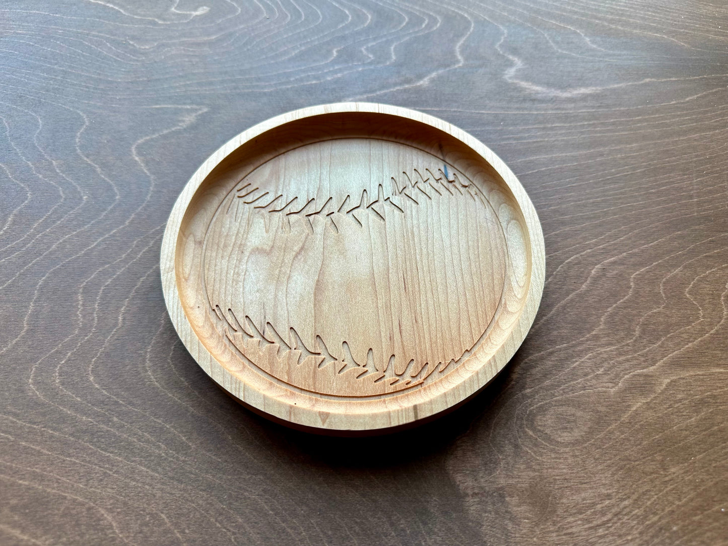 Baseball Shape Hardwood Catchall Tray | Trivet | Personalized | Serving Tray | Charcuterie Board | Custom | Maple | Cherry | Walnut |