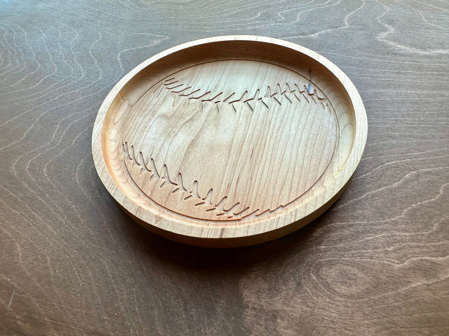 Baseball Shape Hardwood Catchall Tray | Trivet | Personalized | Serving Tray | Charcuterie Board | Custom | Maple | Cherry | Walnut |