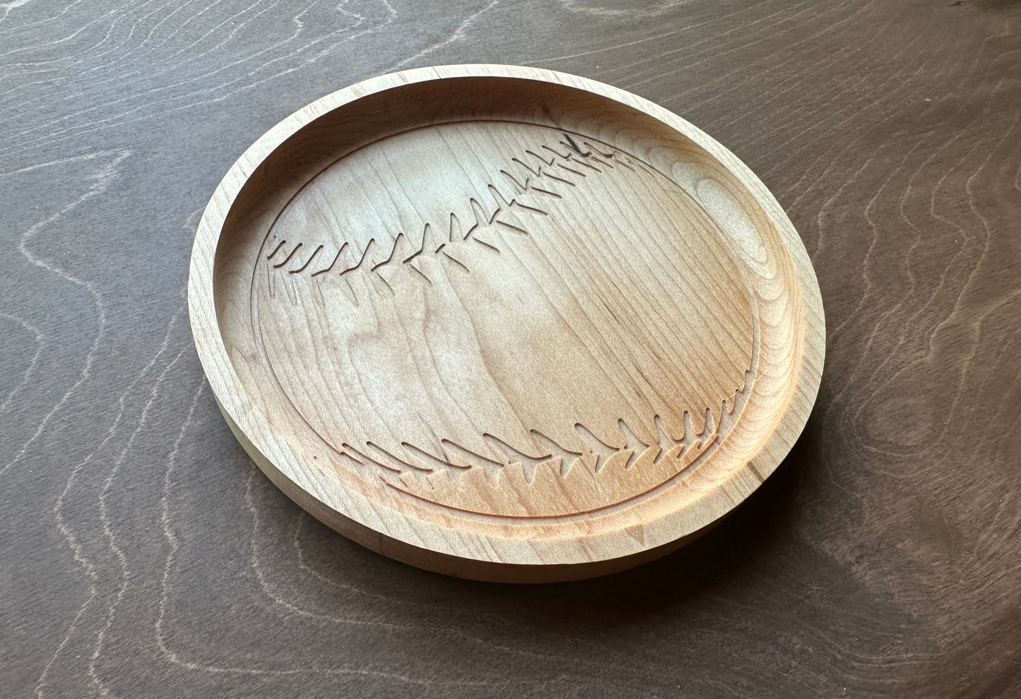 Baseball Shape Hardwood Catchall Tray | Trivet | Personalized | Serving Tray | Charcuterie Board | Custom | Maple | Cherry | Walnut |