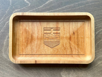 Plateau de rangement en bois franc drapeau de l'Alberta | Érable | Cerisier | Noyer | Calgary | Edmonton | AB Canada | Souvenir | En bois