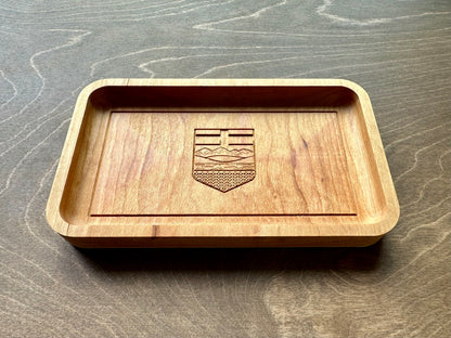 Plateau de rangement en bois franc drapeau de l'Alberta | Érable | Cerisier | Noyer | Calgary | Edmonton | AB Canada | Souvenir | En bois