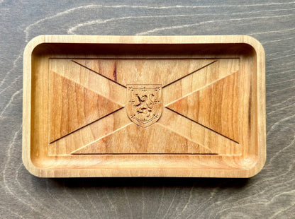 Plateau vide-poches en bois franc avec drapeau de la Nouvelle-Écosse | Érable | Cerisier | Noyer | Halifax | Cape Breton N.-É. Canada | Souvenir | En bois