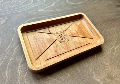 Plateau vide-poches en bois franc avec drapeau de la Nouvelle-Écosse | Érable | Cerisier | Noyer | Halifax | Cape Breton N.-É. Canada | Souvenir | En bois