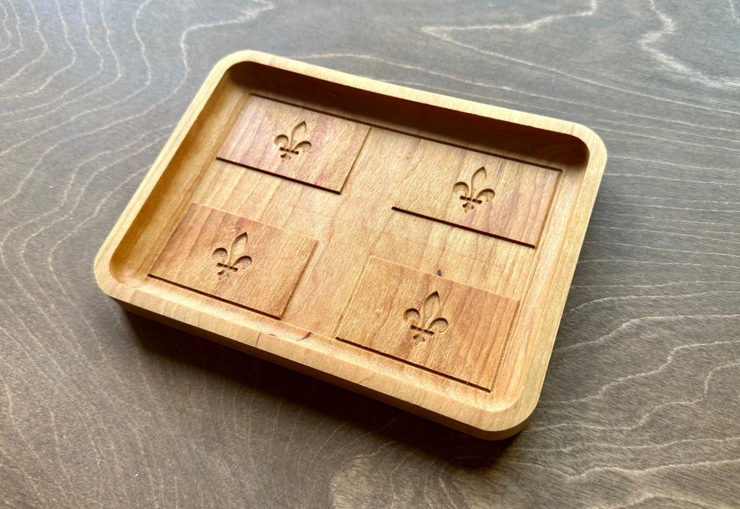 Quebec Flag Hardwood Catchall Tray | Trivet | Serving Board | Charcuterie | Maple | Cherry | Walnut | Montreal | Gatineau | Canada