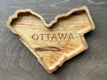 Ottawa Shape Hardwood Catchall Tray | Maple | Cherry | Walnut | Ontario | Canada | National Capital | Souvenir | Keepsake