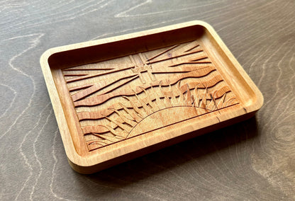 Plateau de vide-poches en bois dur, drapeau de la Colombie-Britannique | Érable | Cerisier | Noyer | Vancouver Victoria C.-B. Canada | Souvenir | En bois
