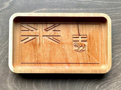 Plateau vide-poches en bois dur drapeau du Manitoba | Érable | Cerisier | Noyer | Winnipeg | Brandon | MB Canada | Souvenir | En bois