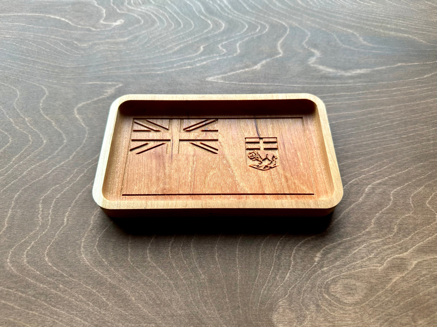 Manitoba Flag Hardwood Catchall Tray | Trivet | Serving Board | Charcuterie Board | Maple | Cherry | Walnut | Winnipeg | Brandon | MB Canada