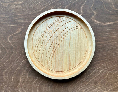 Cricket Ball Shape Hardwood Catchall Tray | Personalized | Serving Tray | Custom | Maple | Cherry | Walnut | Softball