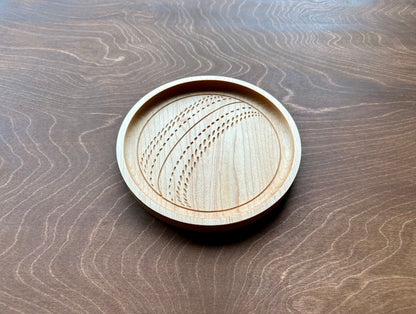 Cricket Ball Shape Hardwood Catchall Tray | Personalized | Serving Tray | Custom | Maple | Cherry | Walnut | Softball