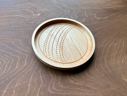 Cricket Ball Shape Hardwood Catchall Tray | Personalized | Serving Tray | Custom | Maple | Cherry | Walnut | Softball