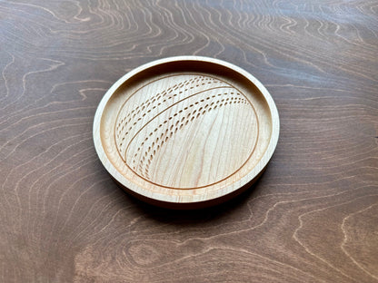 Cricket Ball Shape Hardwood Catchall Tray | Personalized | Serving Tray | Custom | Maple | Cherry | Walnut | Softball