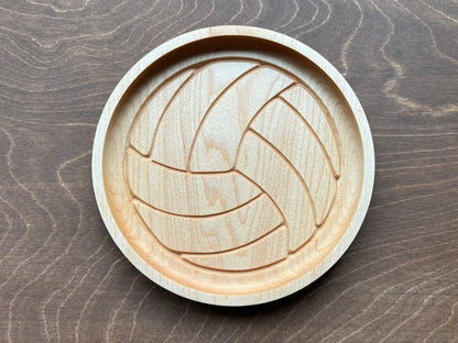 Volleyball Shape Hardwood Catchall Tray | Trivet | Personalized | Serving Tray  | Custom | Maple | Cherry | Walnut | Softball