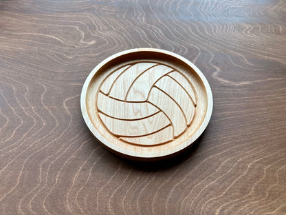 Volleyball Shape Hardwood Catchall Tray | Trivet | Personalized | Serving Tray  | Custom | Maple | Cherry | Walnut | Softball