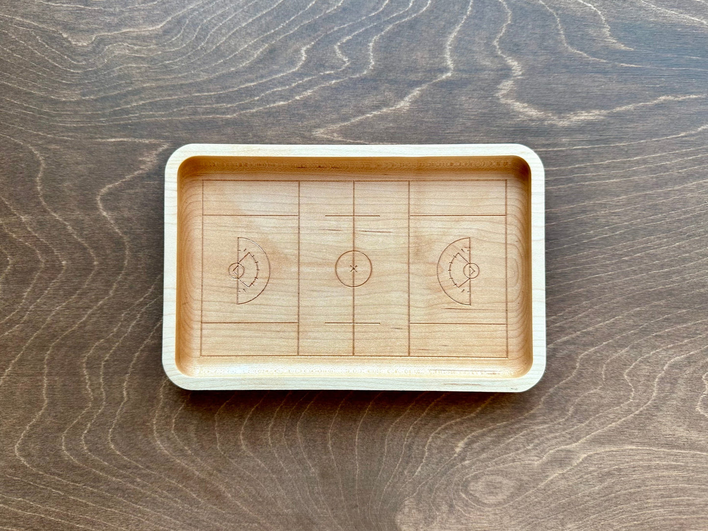 Field Lacrosse Field Shape Hardwood Catchall Tray | Trivet | Serving Board | Charcuterie | Personalized | Maple | Cherry | Walnut | Logo