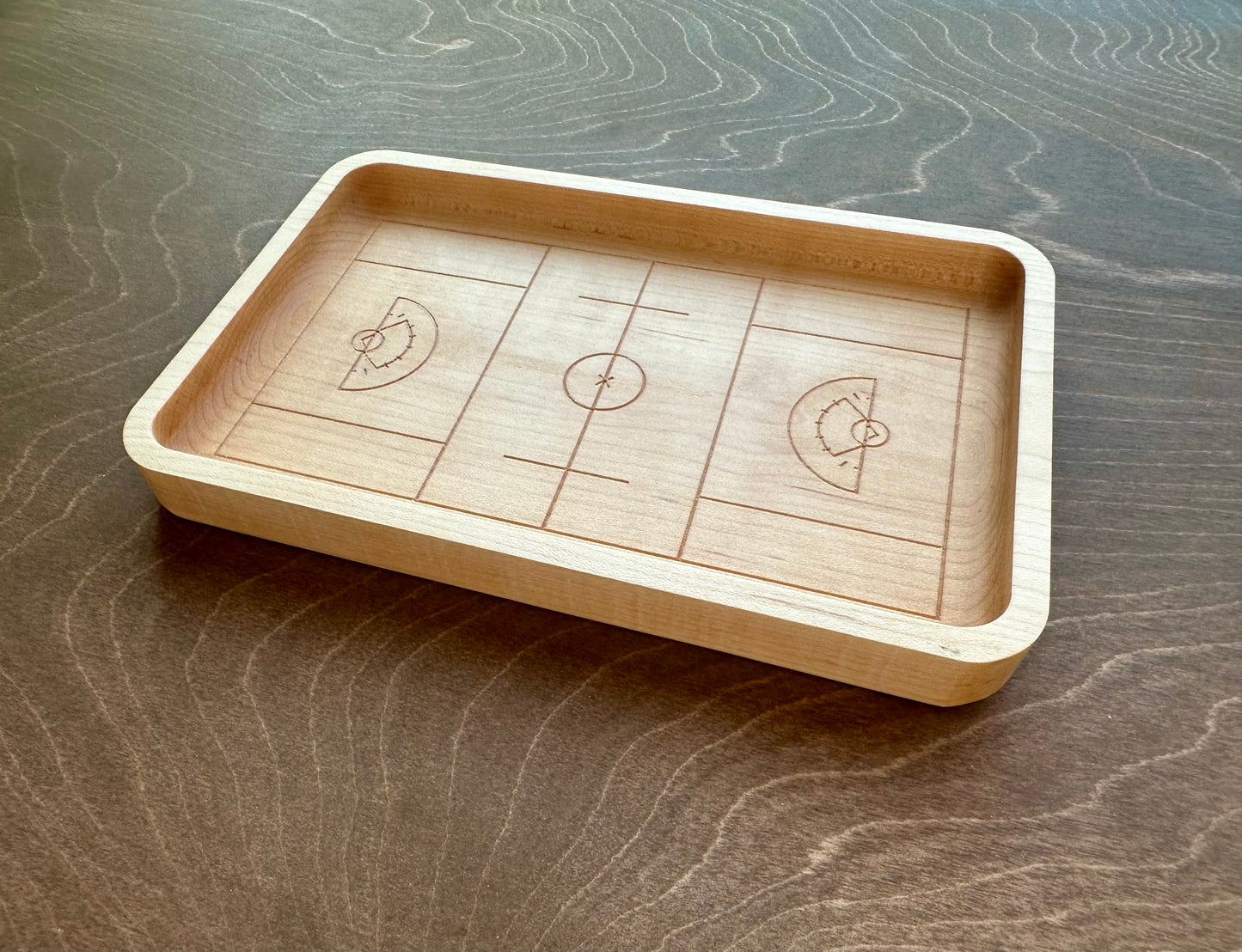 Field Lacrosse Field Shape Hardwood Catchall Tray | Trivet | Serving Board | Charcuterie | Personalized | Maple | Cherry | Walnut | Logo