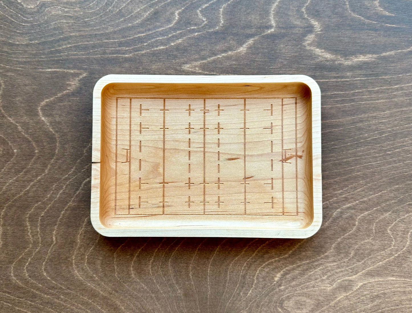 Rugby Union Pitch Shape Hardwood Catchall Tray | Trivet | Serving Board | Charcuterie | Personalized | Maple | Cherry | Walnut | Logo