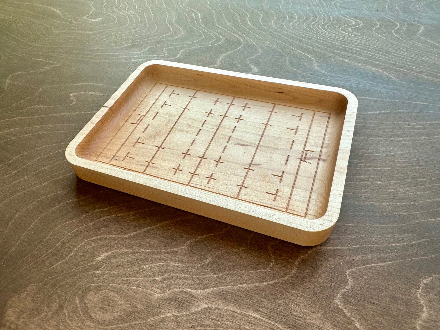 Rugby Union Pitch Shape Hardwood Catchall Tray | Trivet | Serving Board | Charcuterie | Personalized | Maple | Cherry | Walnut | Logo