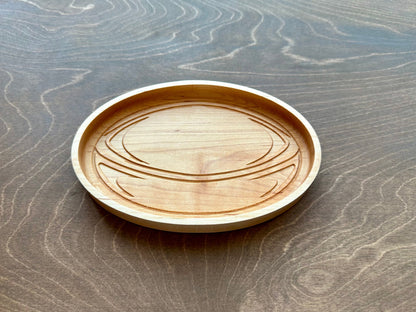 Rugby Ball Shape Hardwood Catchall Tray | Personalized | Maple | Cherry | Walnut | Serving Board