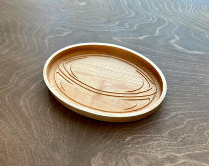 Rugby Ball Shape Hardwood Catchall Tray | Personalized | Maple | Cherry | Walnut | Serving Board