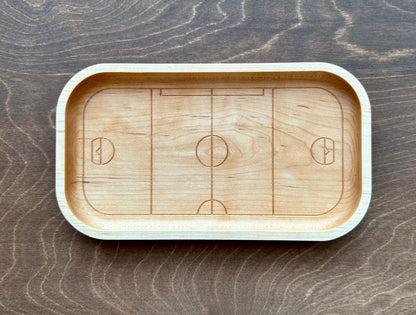 Box Lacrosse Field Shape Hardwood Catchall Tray | Personalized | Maple | Cherry | Walnut | Logo