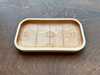 Box Lacrosse Field Shape Hardwood Catchall Tray | Personalized | Maple | Cherry | Walnut | Logo