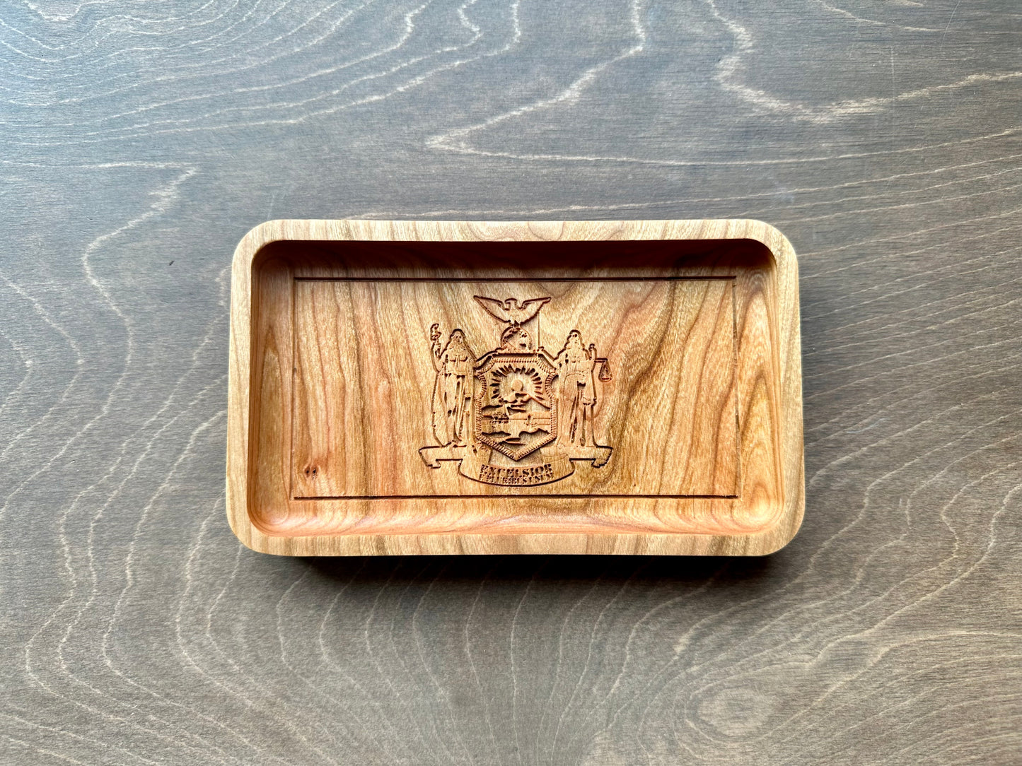 New York State Flag Hardwood Catchall Tray | Trivet | Serving Board | Charcuterie | Maple | Cherry | Walnut | Albany | USA