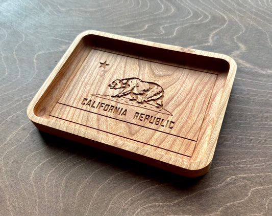 California State Flag Hardwood Catchall Tray | Trivet | Serving Board | Charcuterie | Maple | Cherry | Walnut | Los Angeles | San Francisco