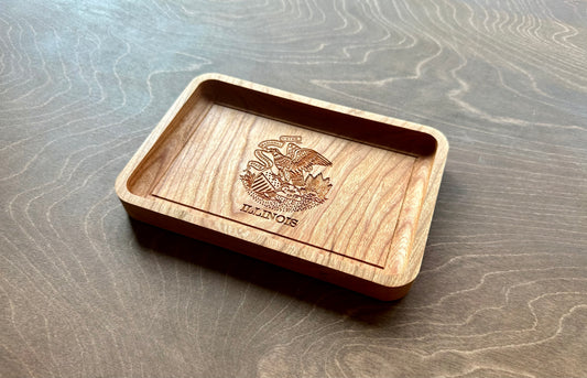 Illinois State Flag Hardwood Catchall Tray | Trivet | Serving Board | Charcuterie | Maple | Cherry | Walnut | Chicago | Springfield | IL