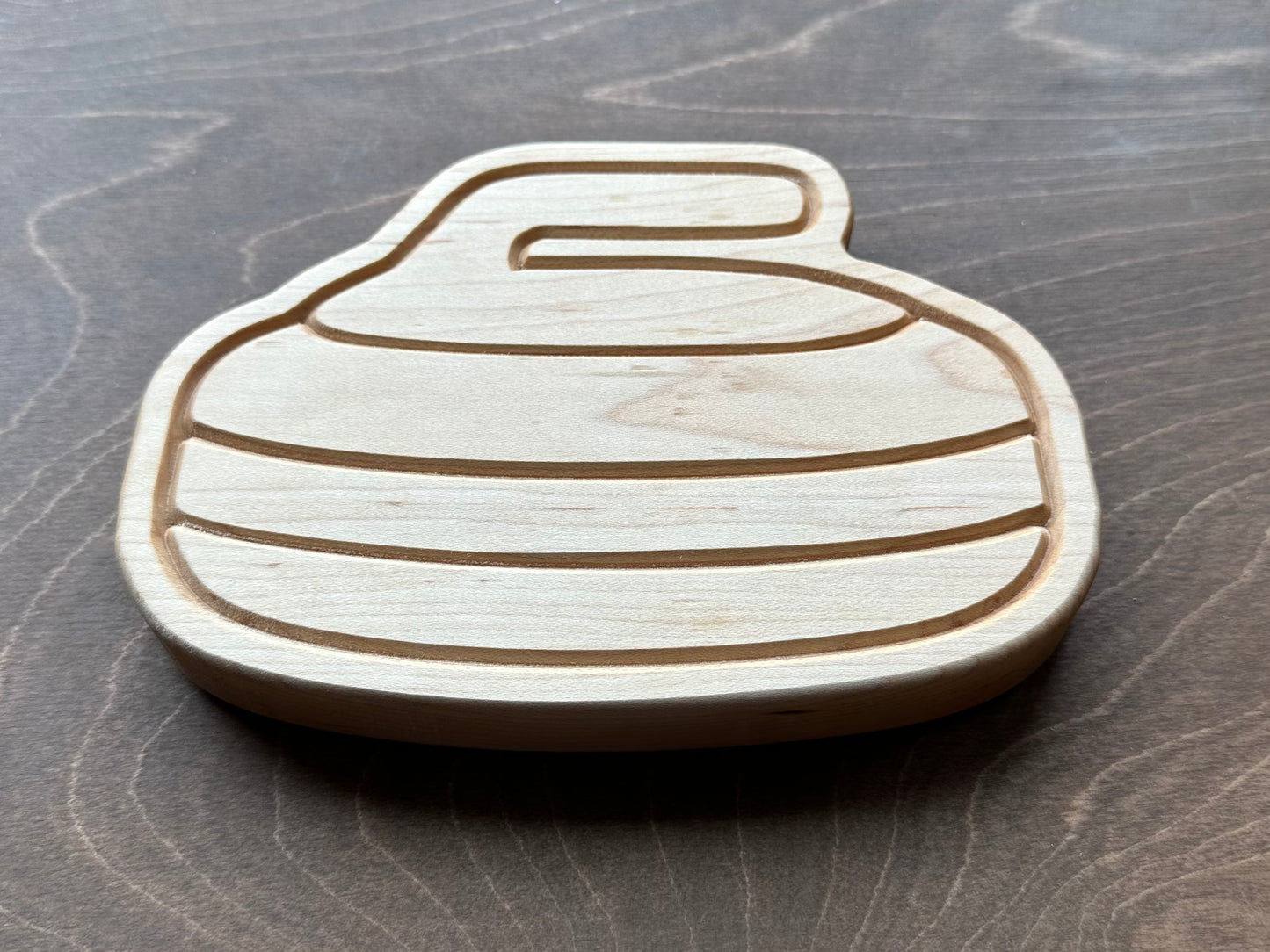 Curling Stone Shape Hardwood | Trivet | Catchall Tray | Personalized | Serving Board | Charcuterie | Maple | Cherry | Walnut
