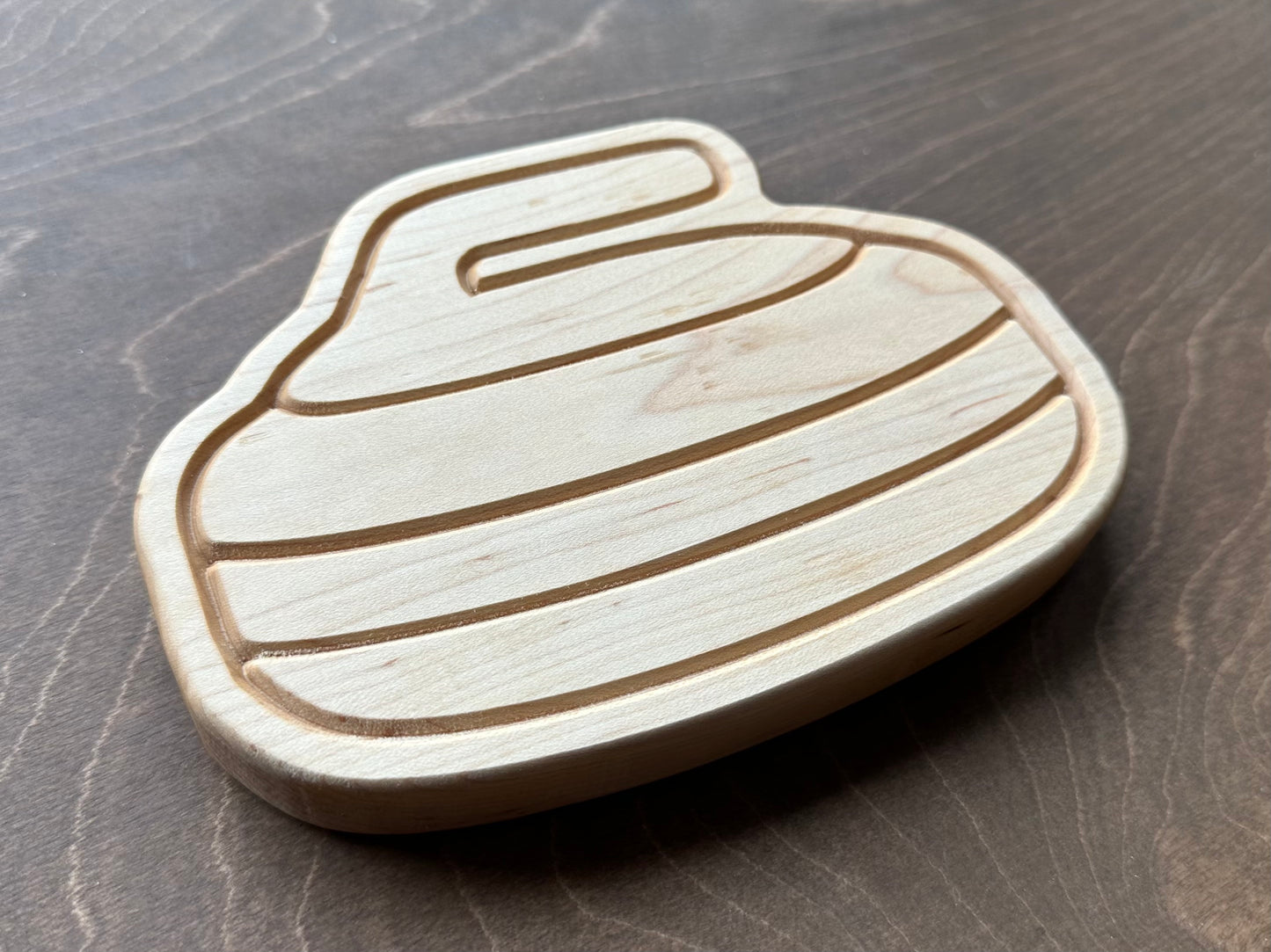 Curling Stone Shape Hardwood | Trivet | Catchall Tray | Personalized | Serving Board | Charcuterie | Maple | Cherry | Walnut