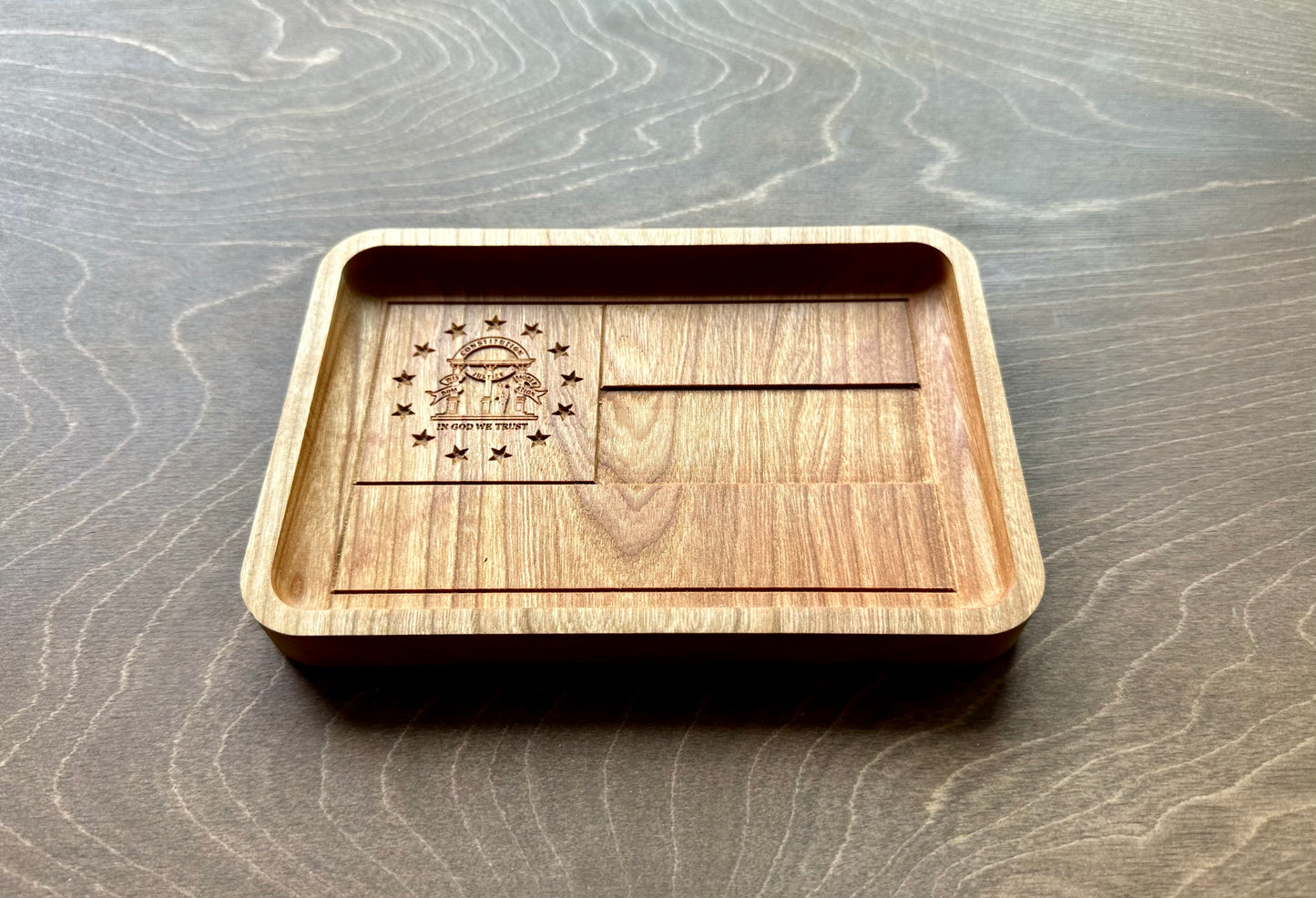 Georgia State Flag Hardwood Catchall Tray | Trivet | Serving Board | Charcuterie | Maple | Cherry | Walnut | Atlanta | Augusta | Macon | GA