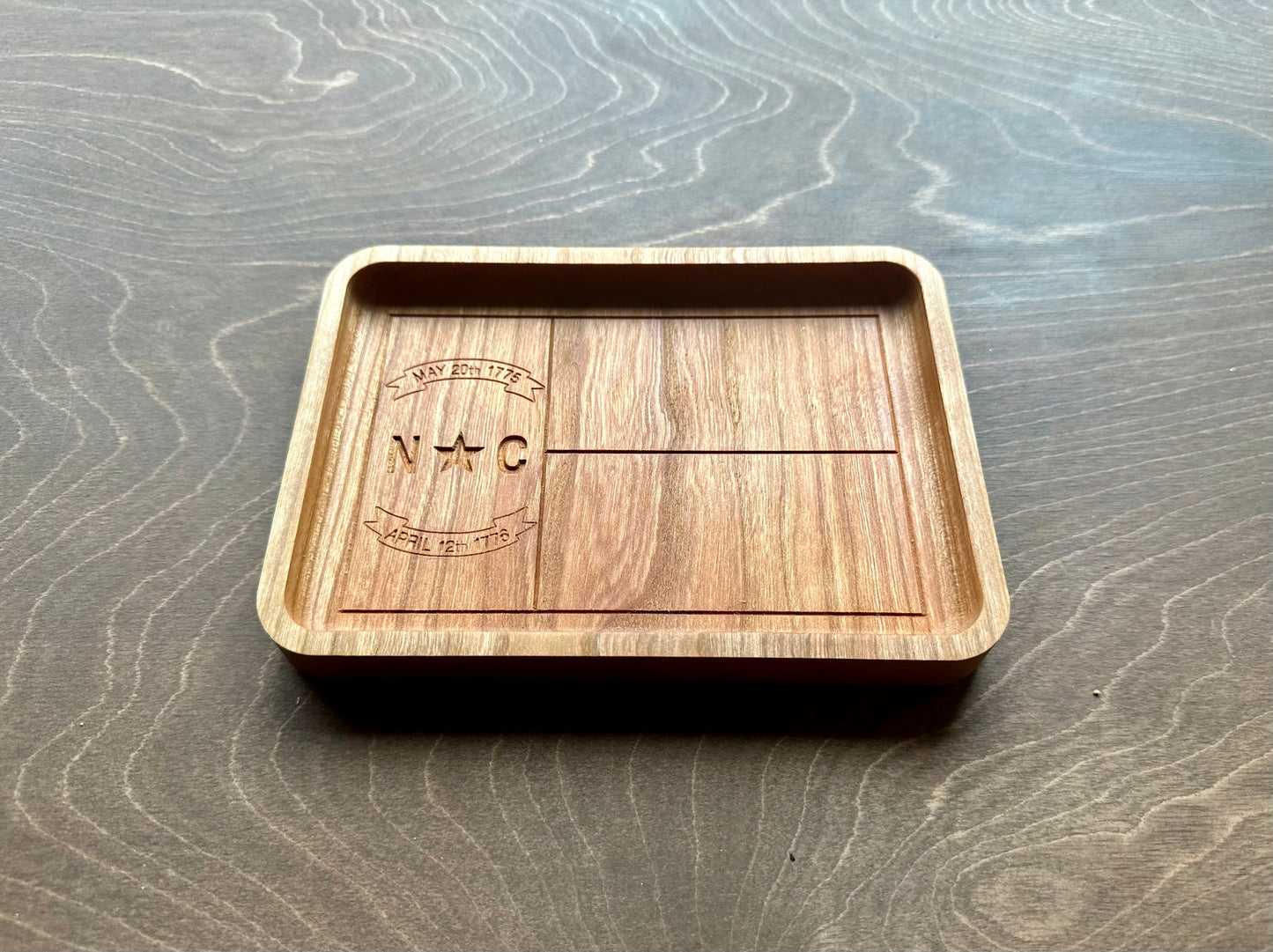 North Carolina State Flag Hardwood Catchall Tray | Trivet | Serving Board | Charcuterie | Maple | Cherry | Walnut | Charlotte | Raleigh | NC