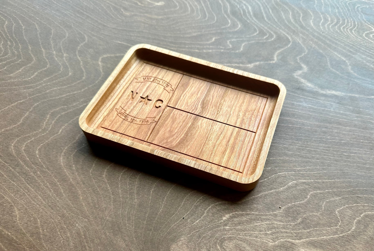 North Carolina State Flag Hardwood Catchall Tray | Trivet | Serving Board | Charcuterie | Maple | Cherry | Walnut | Charlotte | Raleigh | NC