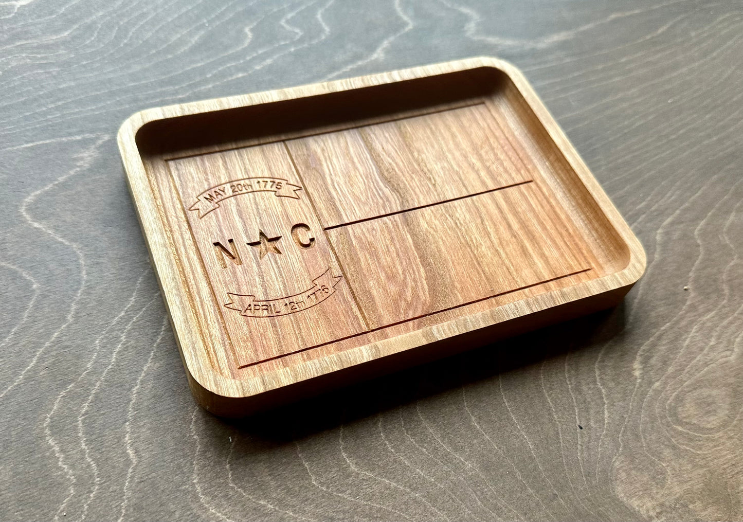 North Carolina State Flag Hardwood Catchall Tray | Trivet | Serving Board | Charcuterie | Maple | Cherry | Walnut | Charlotte | Raleigh | NC