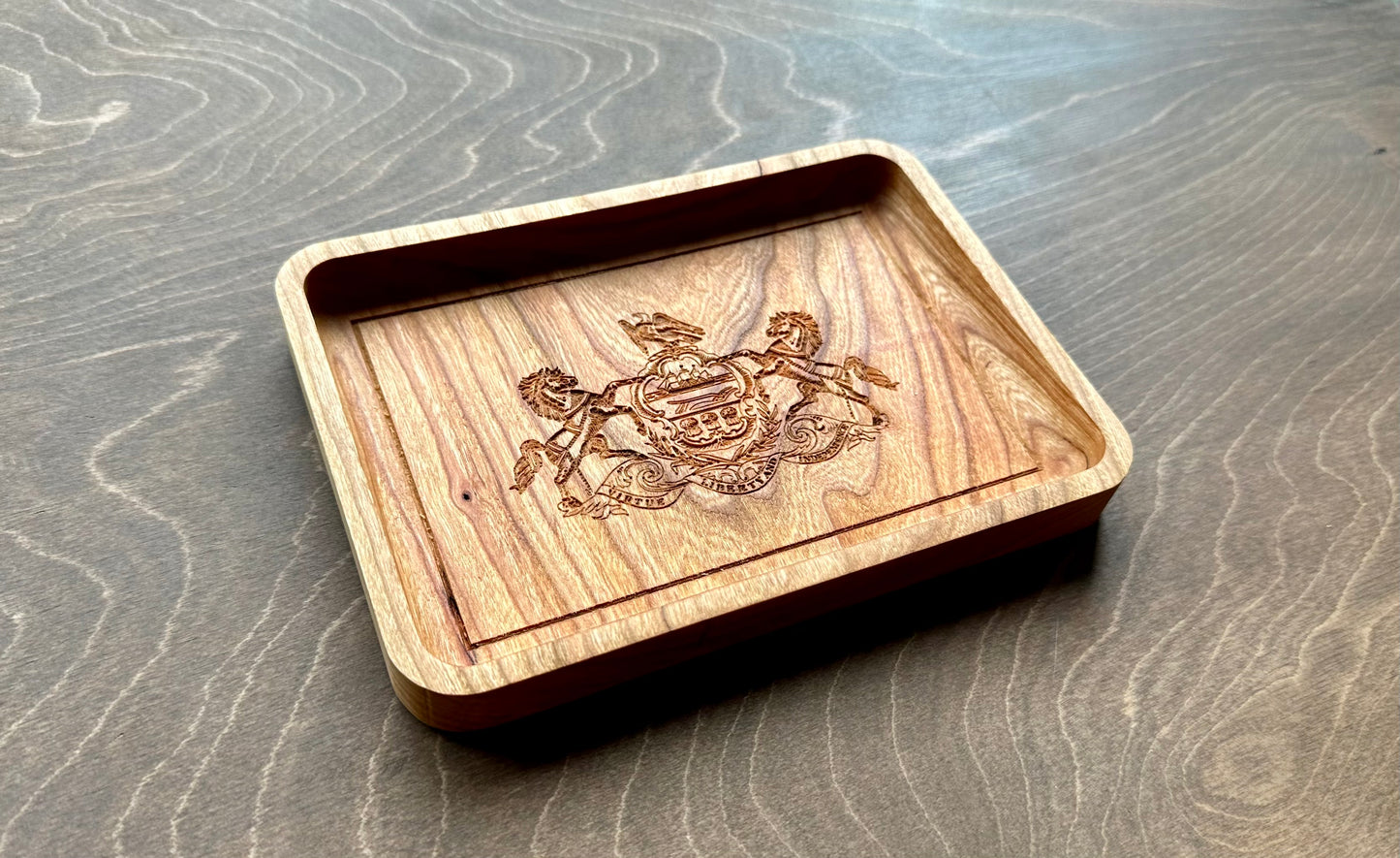 Pennsylvania State Flag Hardwood Catchall Tray | Trivet | Serving Board | Charcuterie | Maple | Cherry | Walnut | Harrisburg | Philadelphia