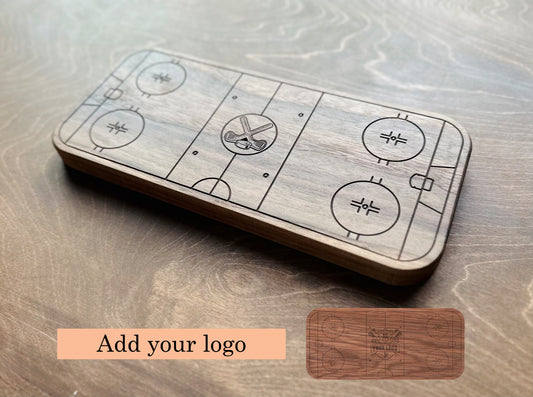 Hockey Rink Shape Hardwood Catchall Trivet | Tray | Serving Board | Cheese Board | Own Logo | Maple | Cherry | Walnut | Custom | Personalized