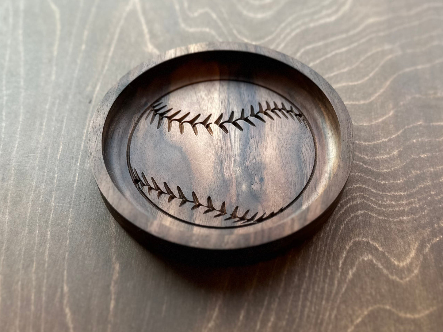 Baseball Shape Hardwood Catchall Tray | Trivet | Personalized | Serving Tray | Custom | Maple | Cherry | Walnut | Softball