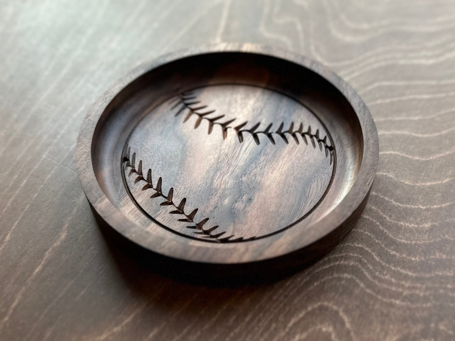 Baseball Shape Hardwood Catchall Tray | Trivet | Personalized | Serving Tray | Custom | Maple | Cherry | Walnut | Softball