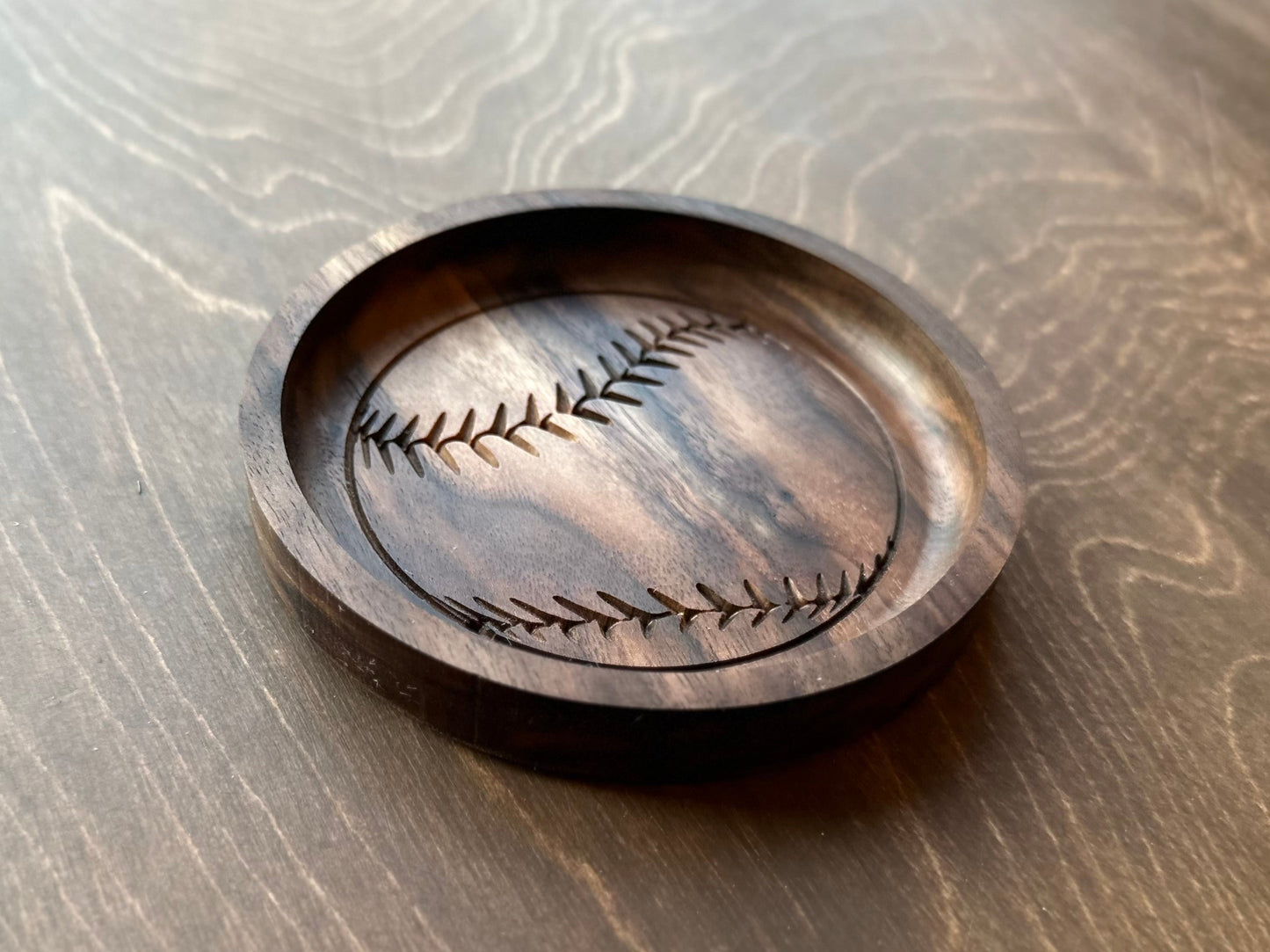 Baseball Shape Hardwood Catchall Tray | Trivet | Personalized | Serving Tray | Custom | Maple | Cherry | Walnut | Softball