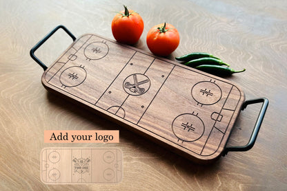 Hockey Rink Shape Charcuterie Board | Cutting Board | Serving Cheese Board | Own Logo | Maple | Cherry | Walnut | Custom | Personalized