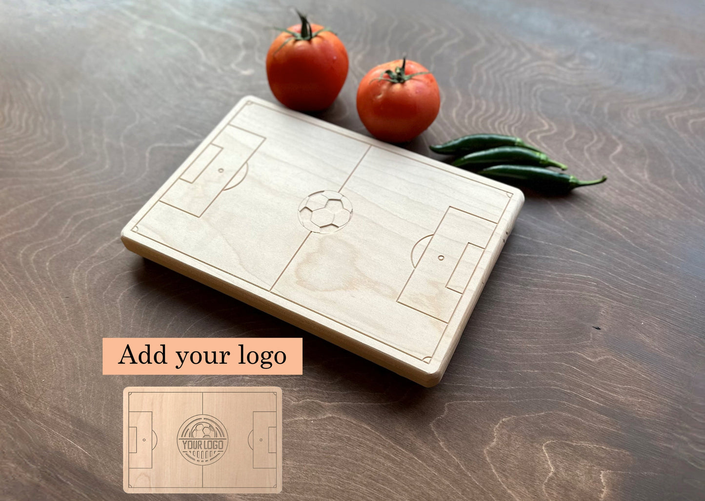 Soccer Field Charcuterie Board | Cutting Board | Serving Cheese Board | Own Logo | Maple | Cherry | Walnut | Custom | Personalized