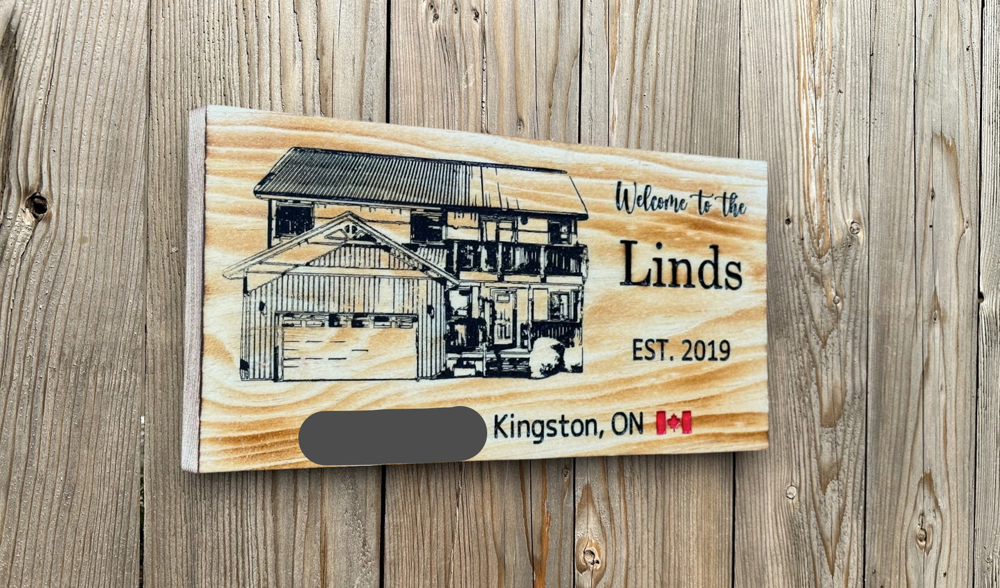 Personalized House Wood Sign | Turn A Picture of Your Own House Into a Wood Sign | Cottage | Cabin | Barn | Farmhouse | Mansion | Shed